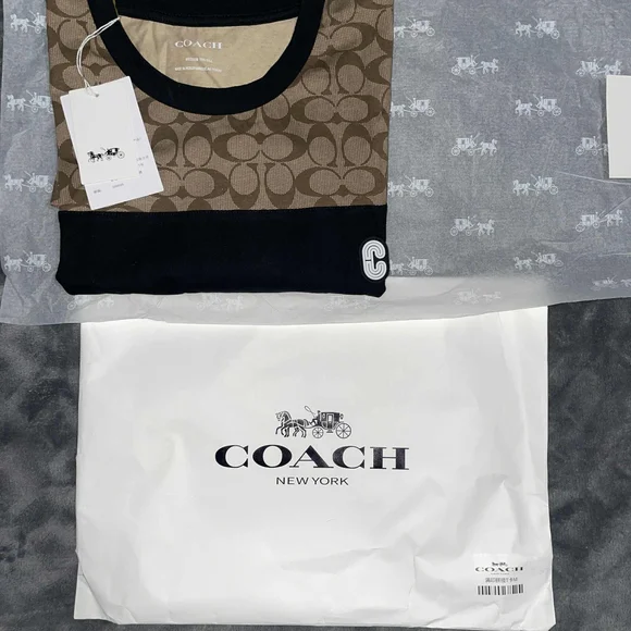 Coach Men's Black and Brown Patterned Shirt - Picture 2 of 4